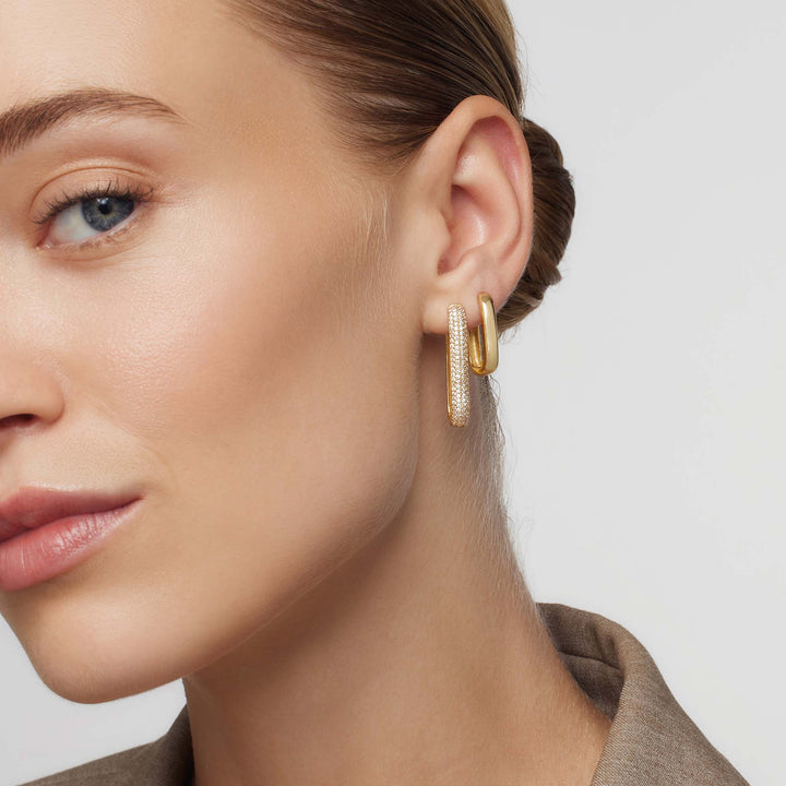 Large Icon PavÃ© Hoops | Gold 16k
