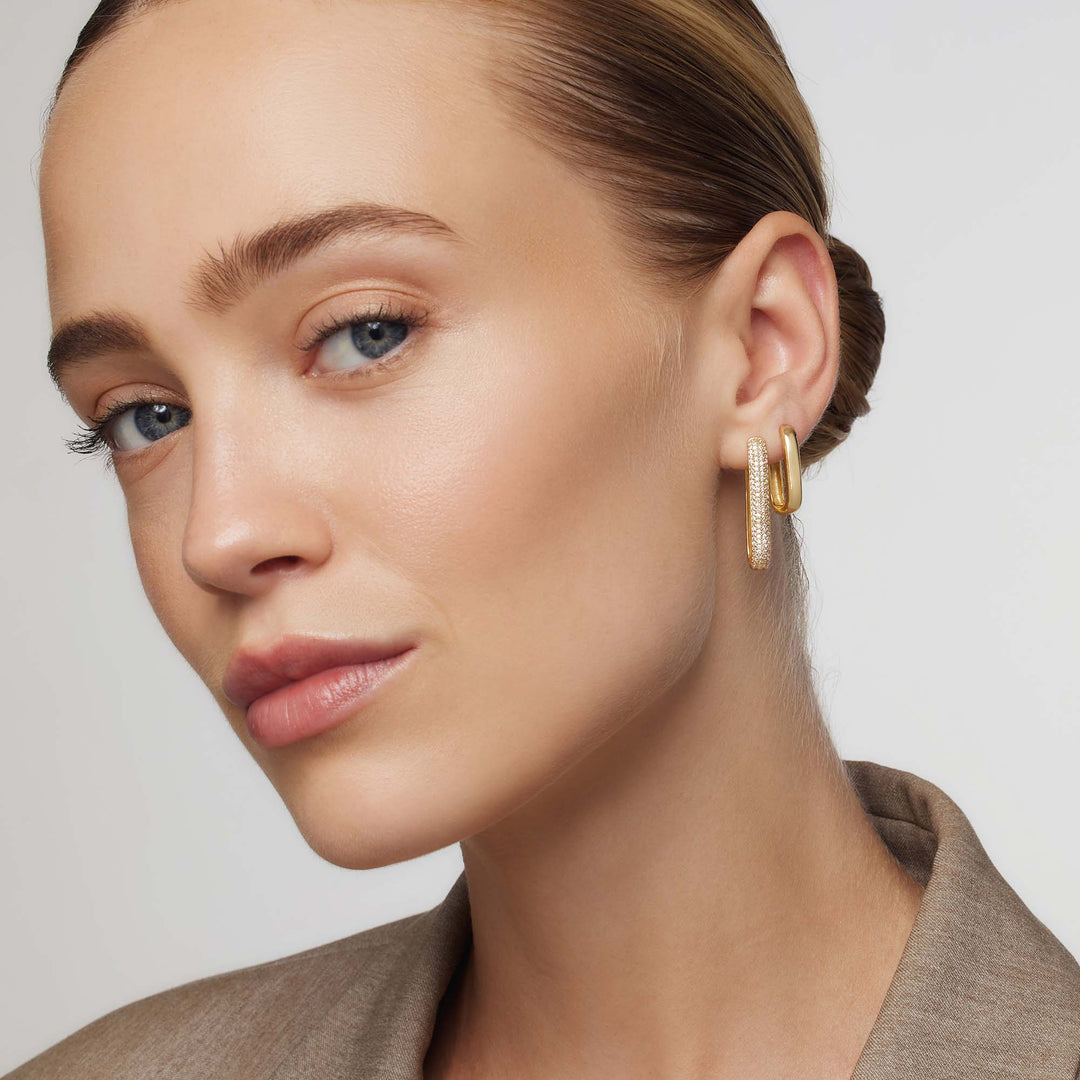 Large Icon PavÃ© Hoops | Gold 16k
