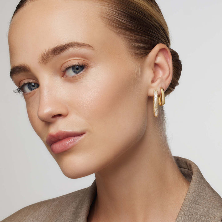 Large Icon PavÃ© Hoops | Gold 16k