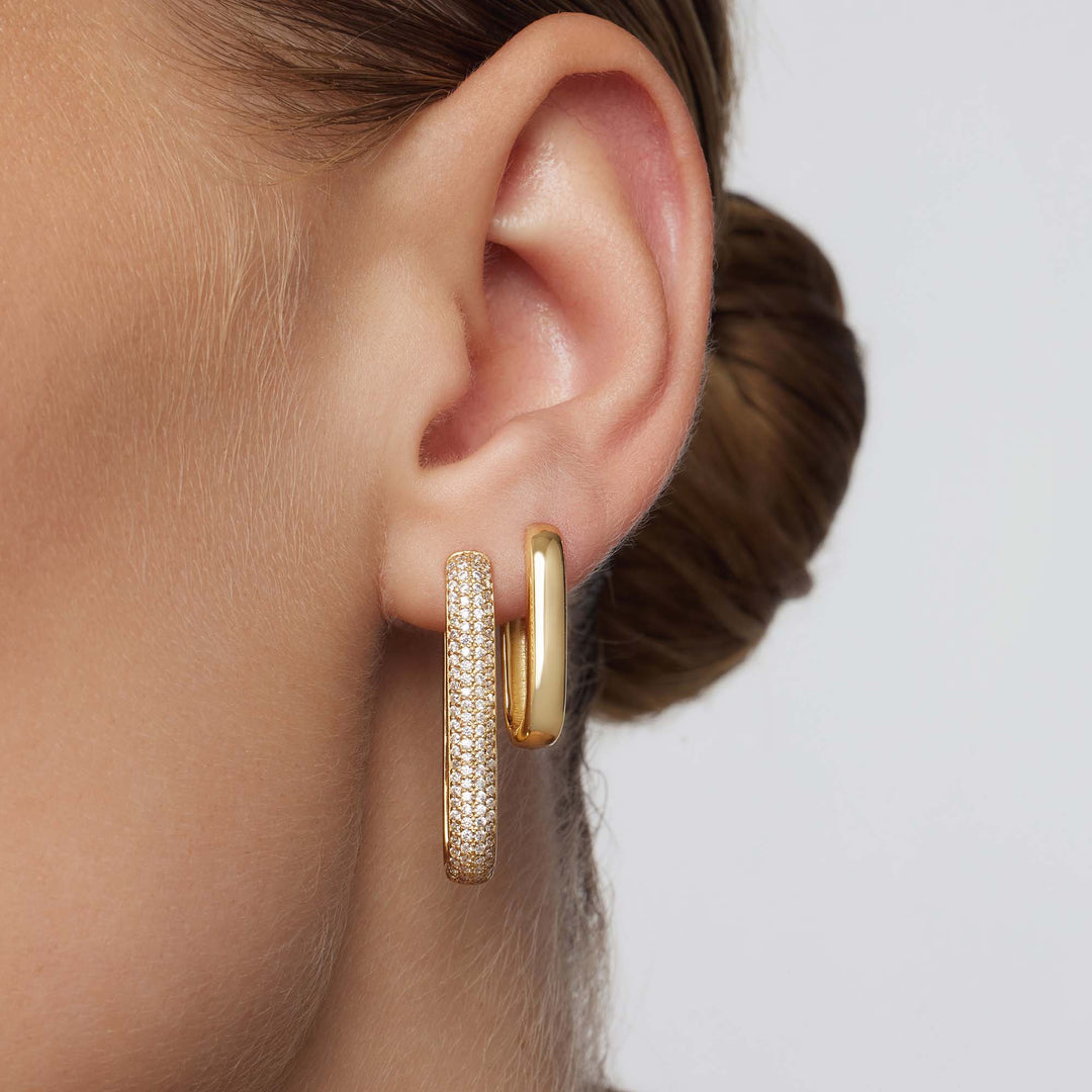 Large Icon PavÃ© Hoops | Gold 16k
