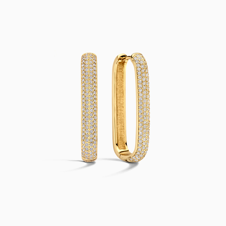 Large Icon PavÃ© Hoops | Gold 16k