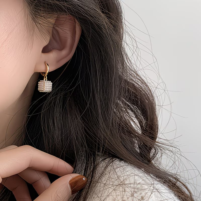 Pearl Cube Earrings