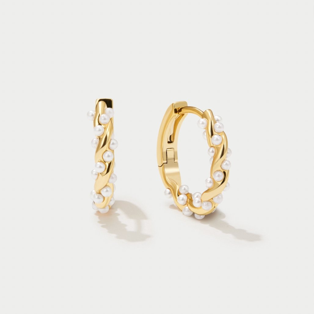 Twirled Pearl Hoop Earrings